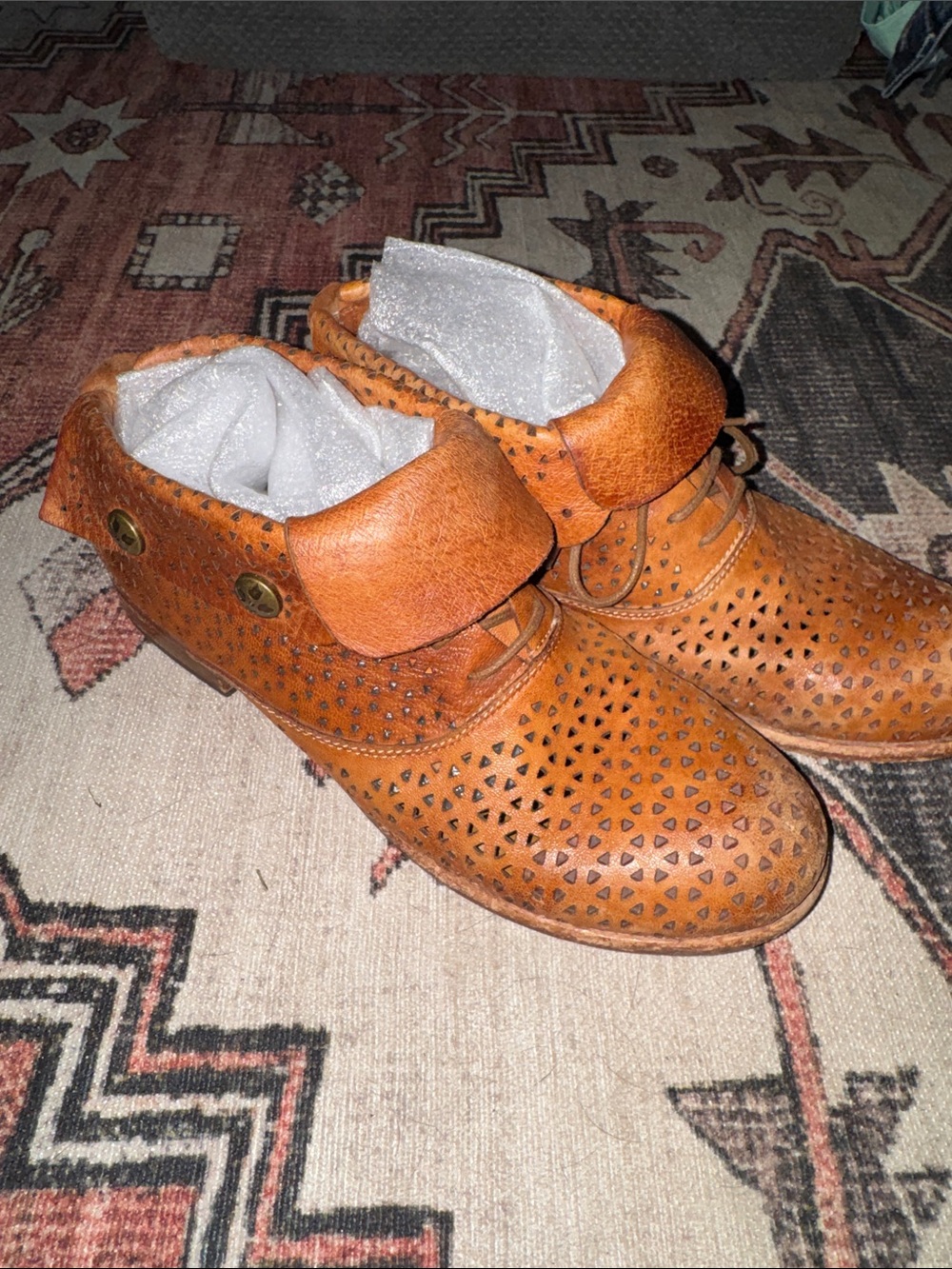 Patricia Nash Perforated Leather Chukka Boots - Cognac Brown